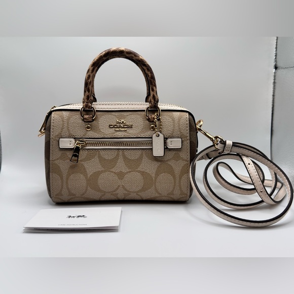 Coach Handbags - Coach NEW! Mini Rowan Signature Tan and Cream Canvas Crossbody Purse